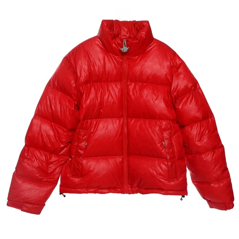 Boys Lie Red Colorful Puffer Logo Embroidered Full Zip Winter Coat M/L